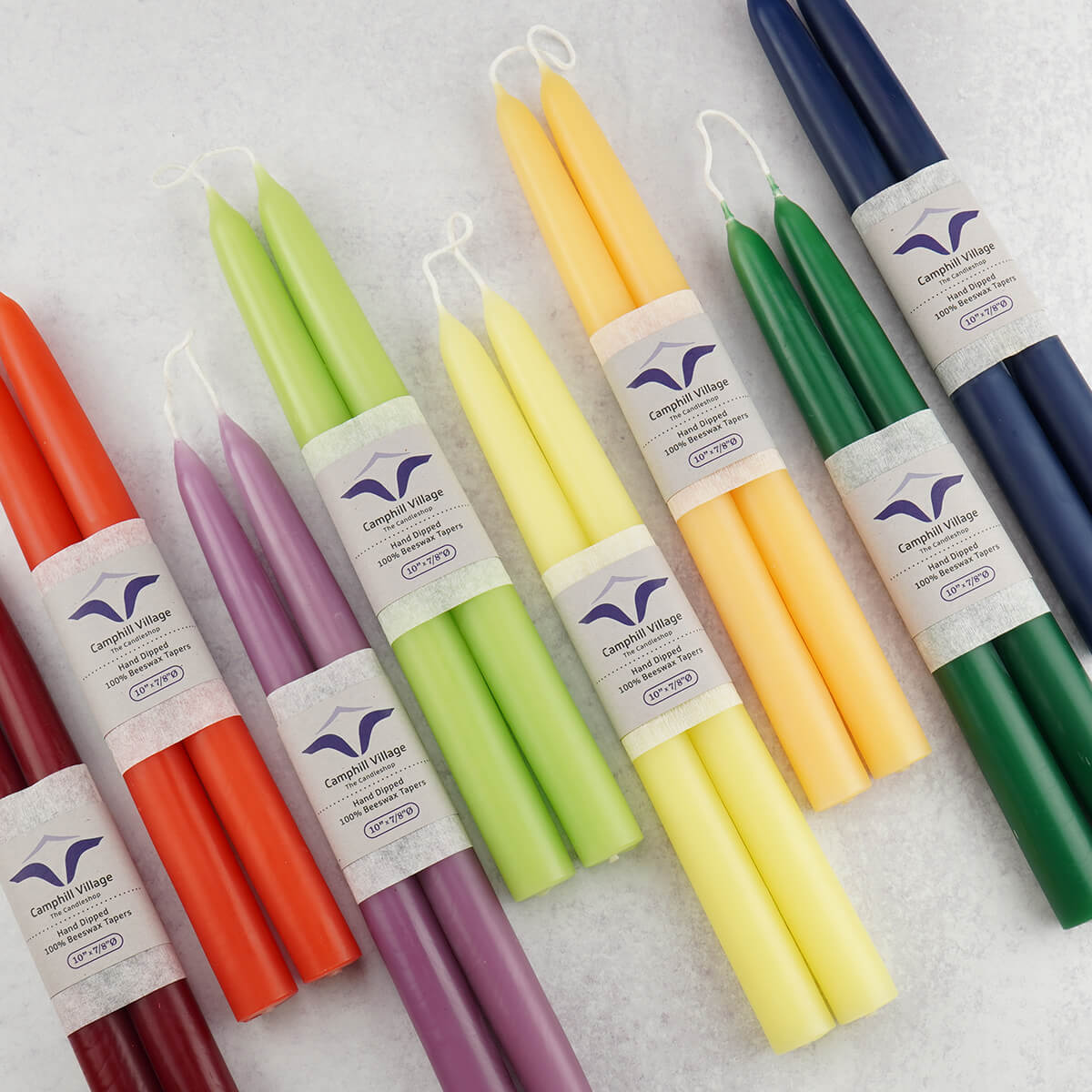 Natural beeswax looped taper candles all colors
